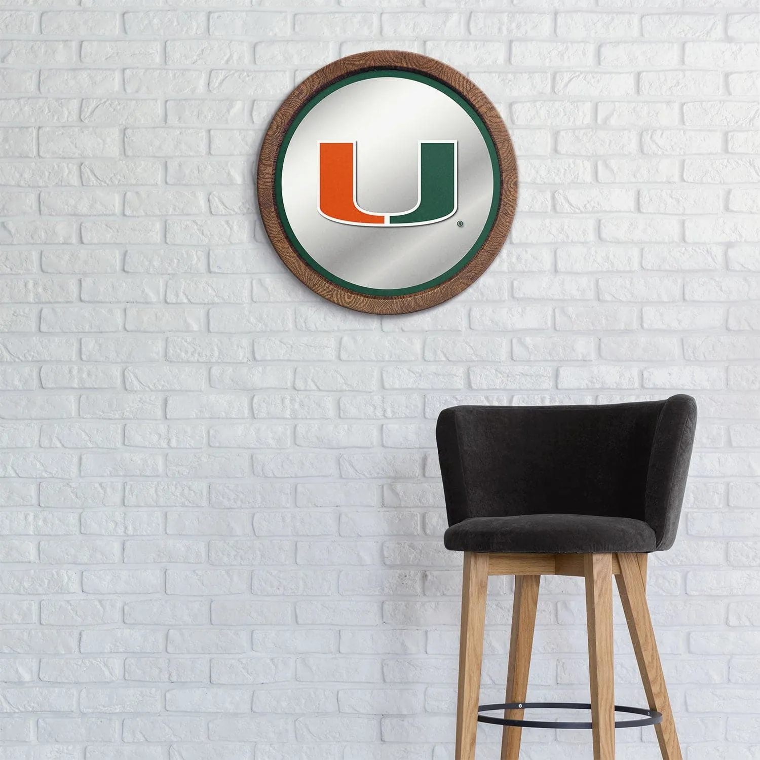 Miami Hurricanes: "Faux" Barrel Top Mirrored Wall Sign