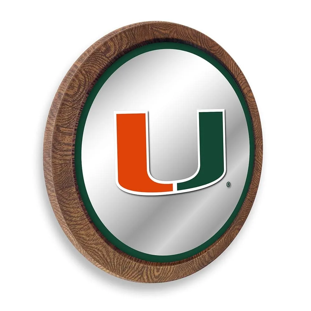 Miami Hurricanes: "Faux" Barrel Top Mirrored Wall Sign