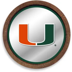 Miami Hurricanes: "Faux" Barrel Top Mirrored Wall Sign