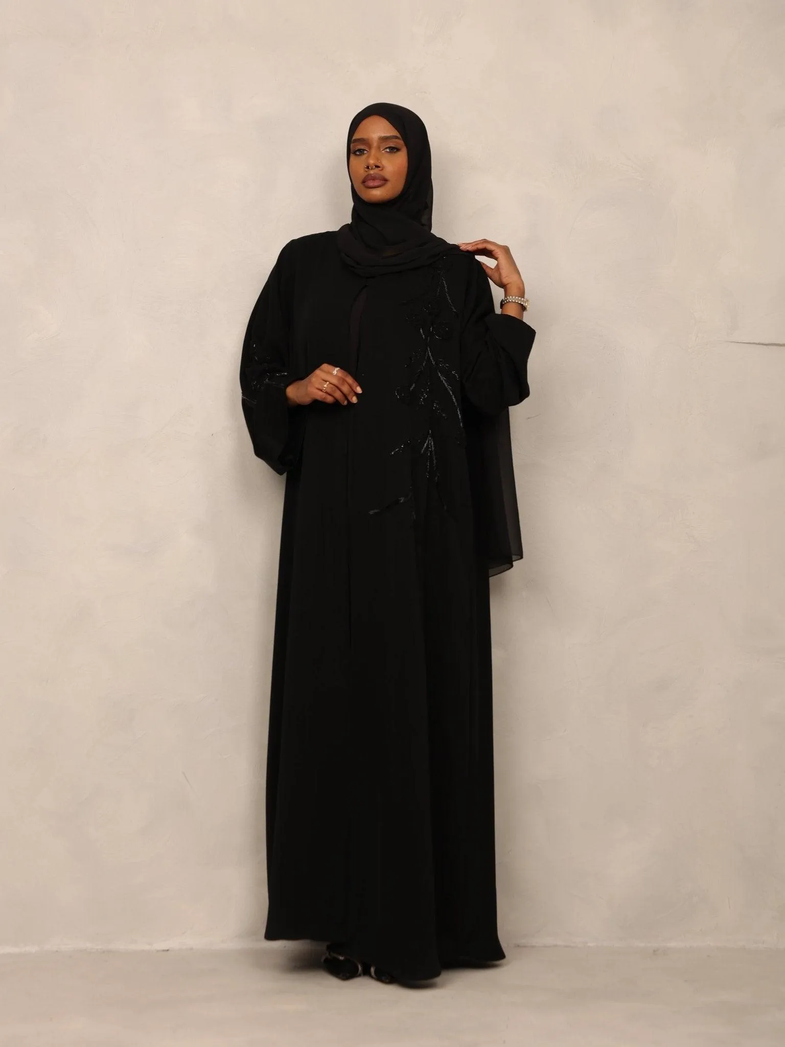 Midnight Bloom Abaya set