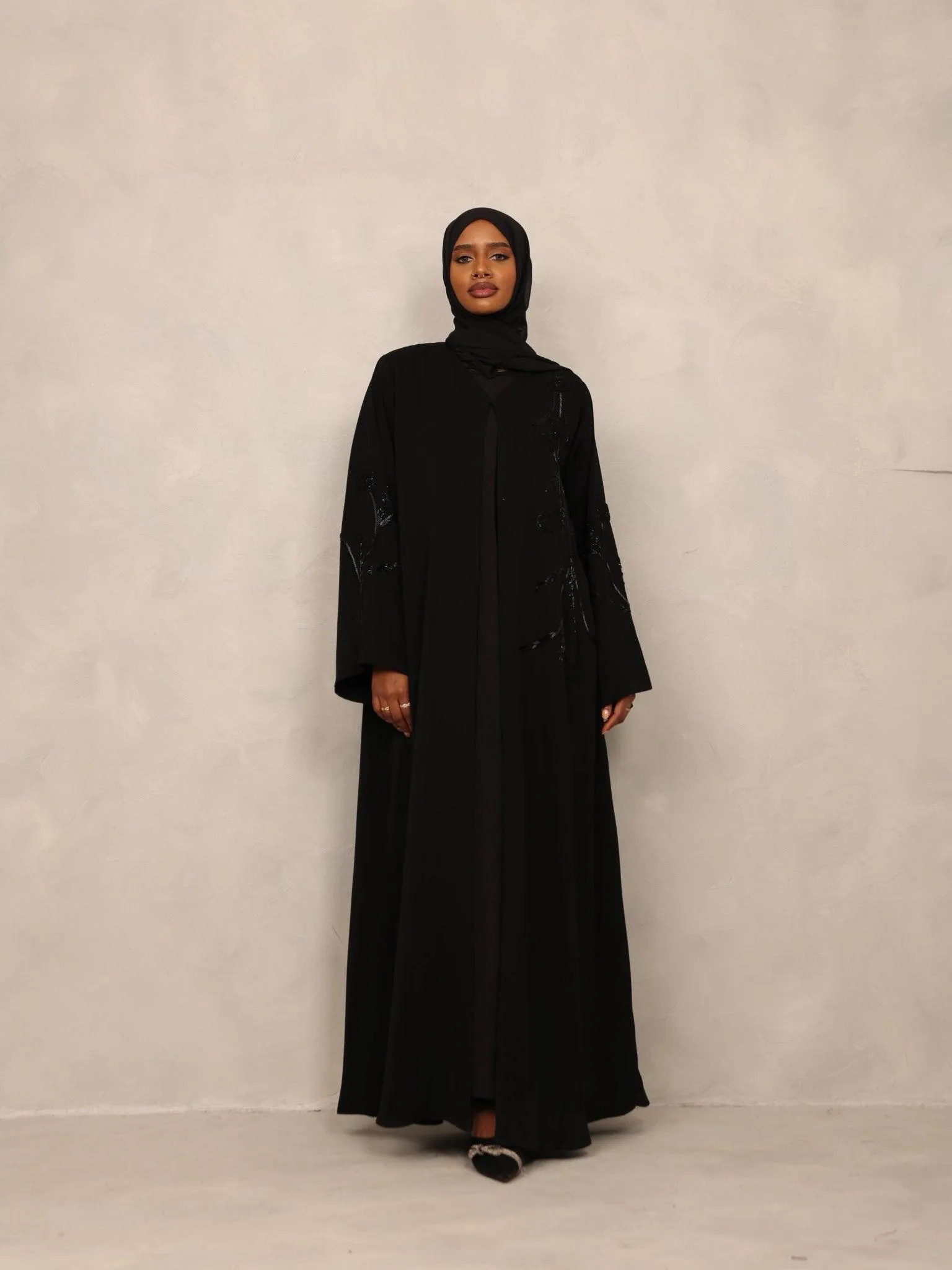Midnight Bloom Abaya set