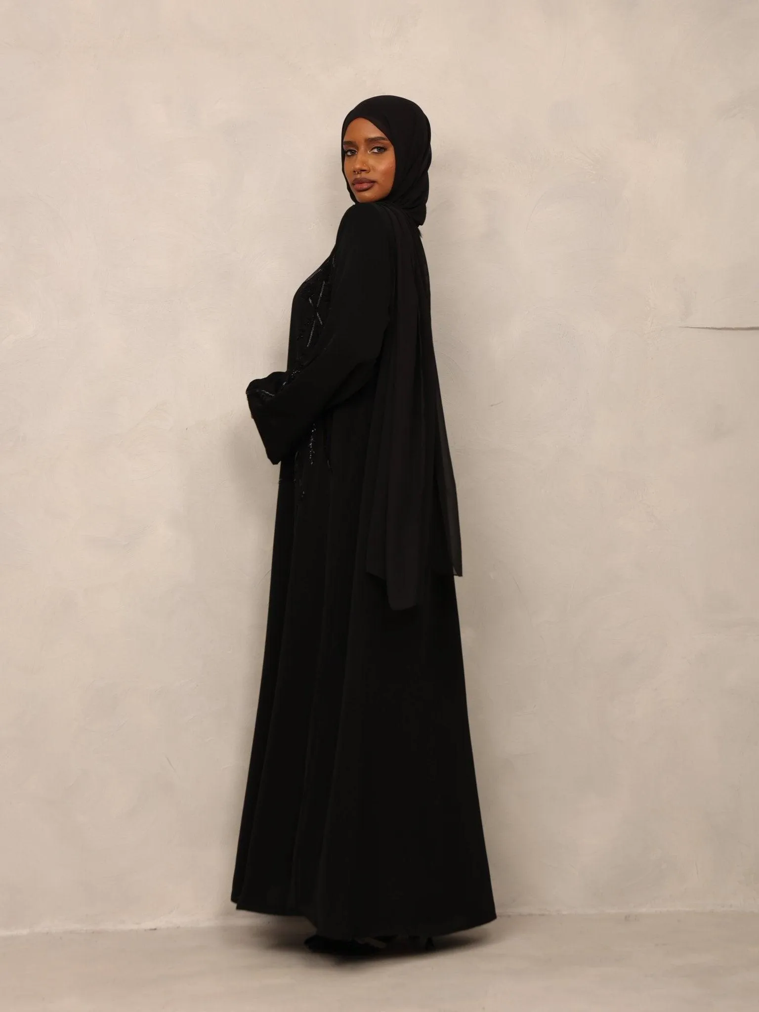 Midnight Bloom Abaya set