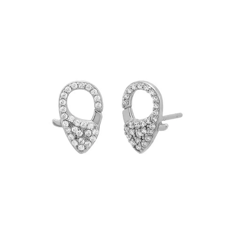 Mini Pavé Clasp Stud Earring