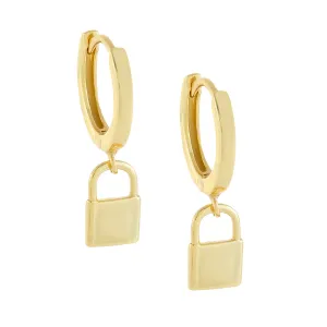 Mini Solid Lock Huggie Earring