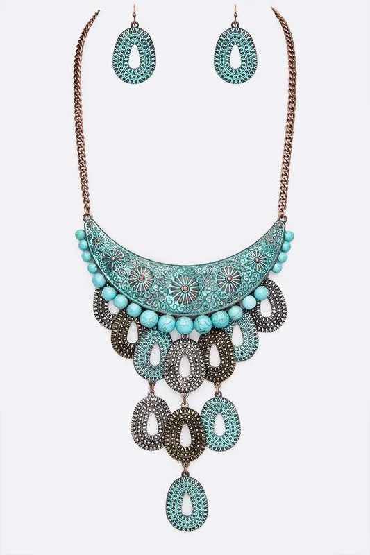 Mix Texture Western Statement Necklace Set