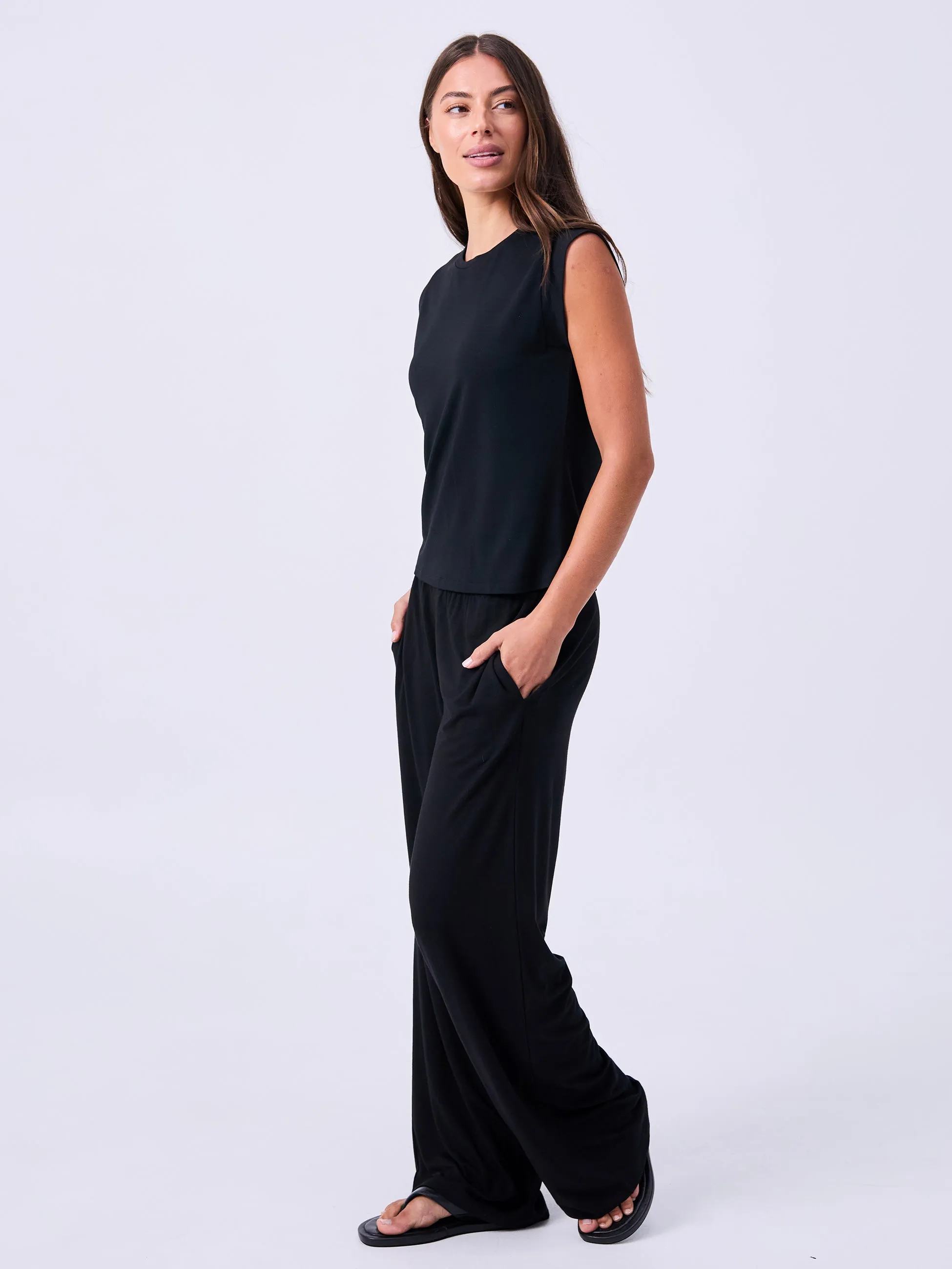 Modal Cap Sleeve Tee - Black
