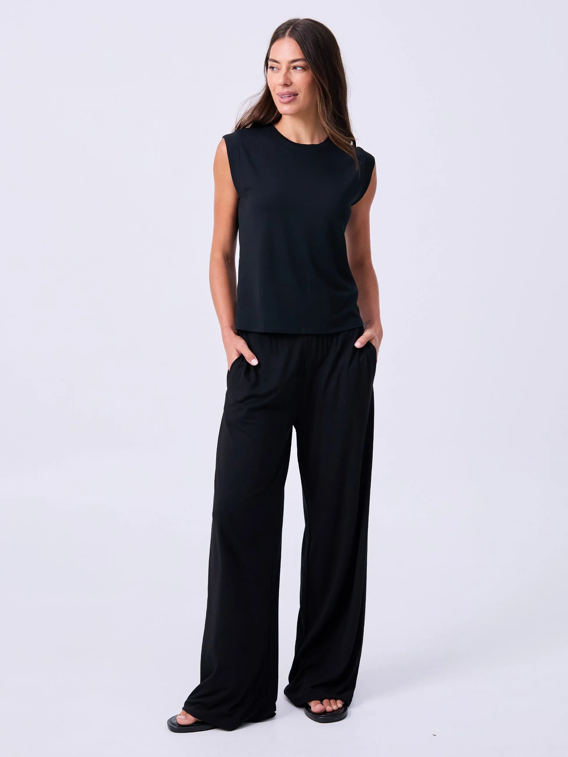 Modal Cap Sleeve Tee - Black