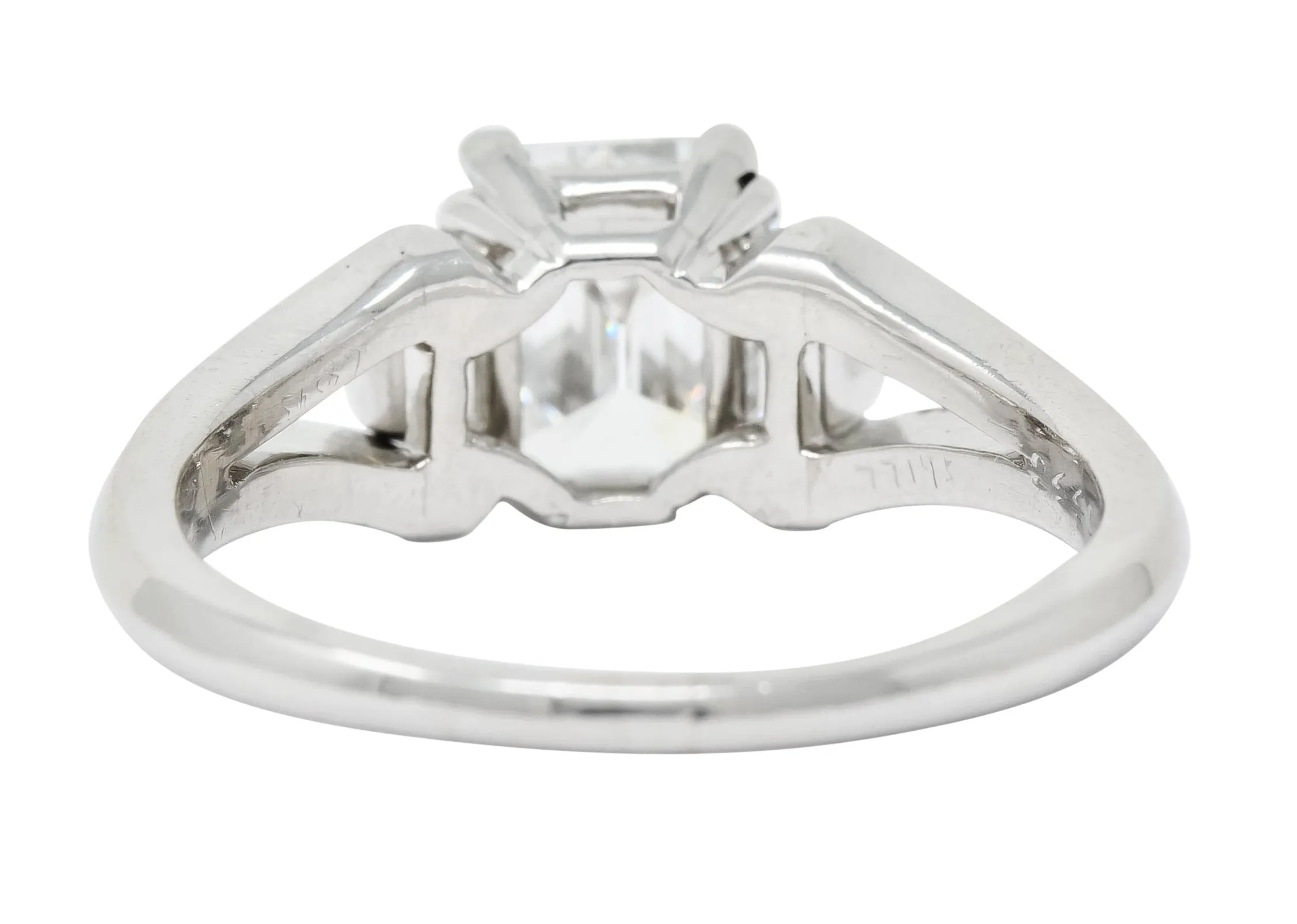 Modern 1.60 CTW Emerald Cut Diamond Platinum Engagement Ring GIA