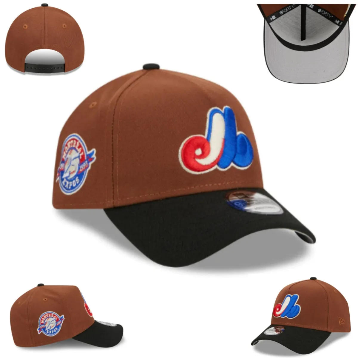 Montreal Expos Brown and Black New Era Adjustable Hat with Team Patch