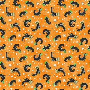 Nights of Olde Salem by Henry Glass Fabrics WITCH'S SHOES/ORANGE-GLOW