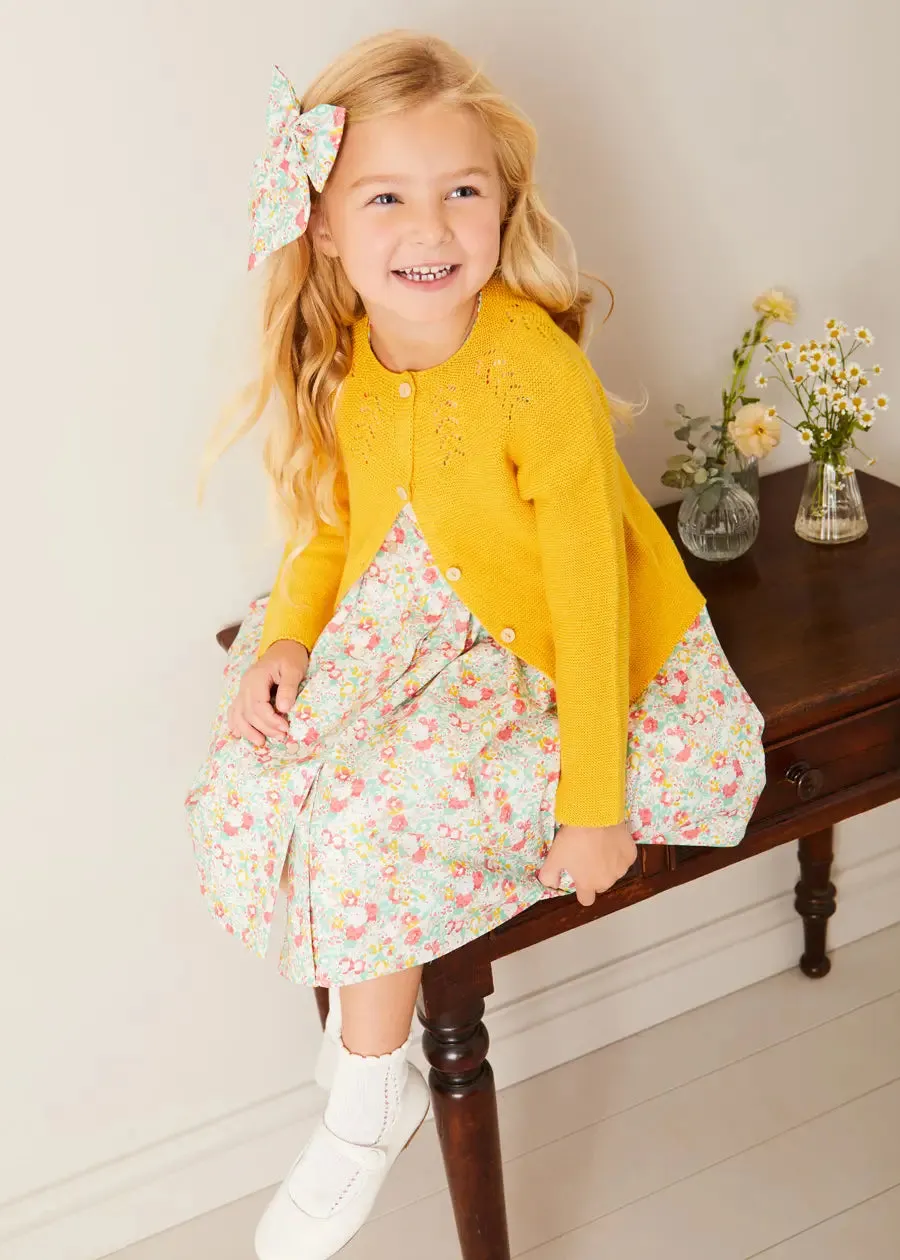 Openwork Cotton Cardigan in Mustard (12mths-10yrs)