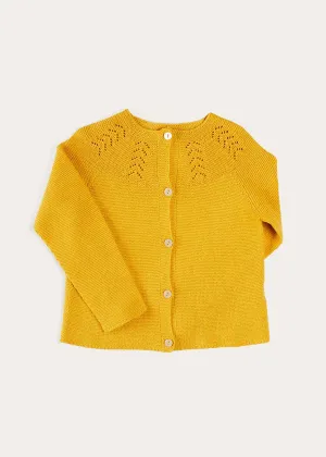 Openwork Cotton Cardigan in Mustard (12mths-10yrs)