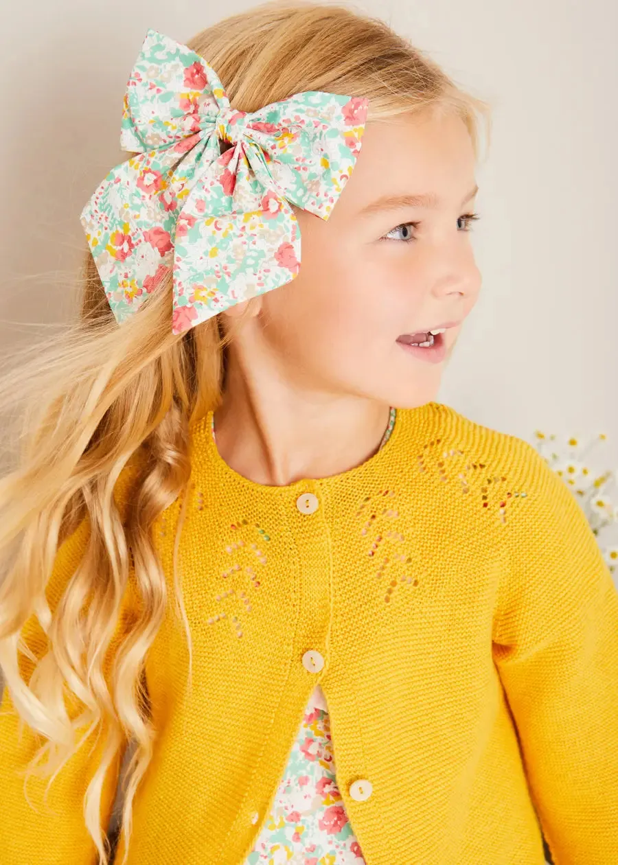 Openwork Cotton Cardigan in Mustard (12mths-10yrs)