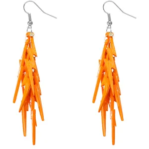 Orange Lightning Thunderbolt Dangle Earrings