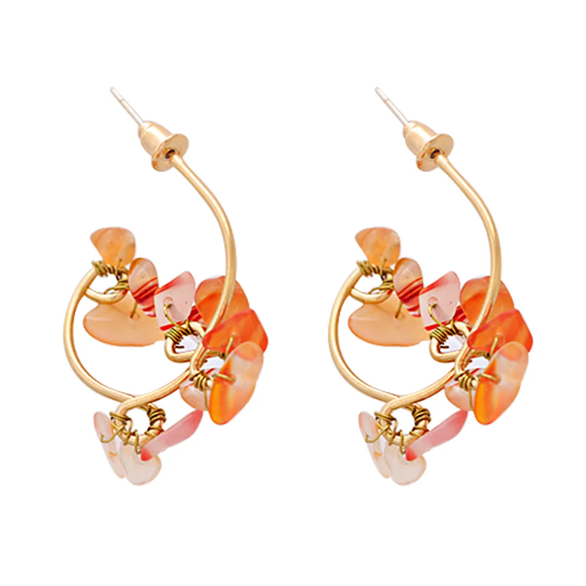 Orange Resin & 18K Gold-Plated Abstract Floral Drop Earrings
