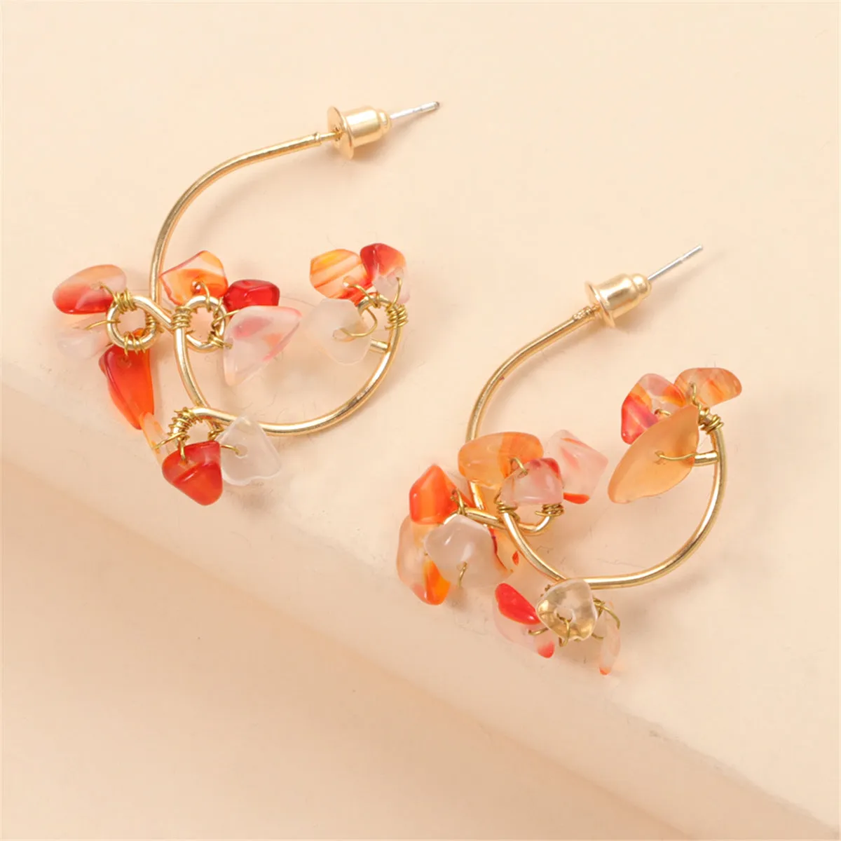 Orange Resin & 18K Gold-Plated Abstract Floral Drop Earrings