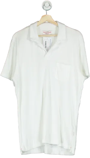 Orlebar Brown White Terry Polo Shirt UK L
