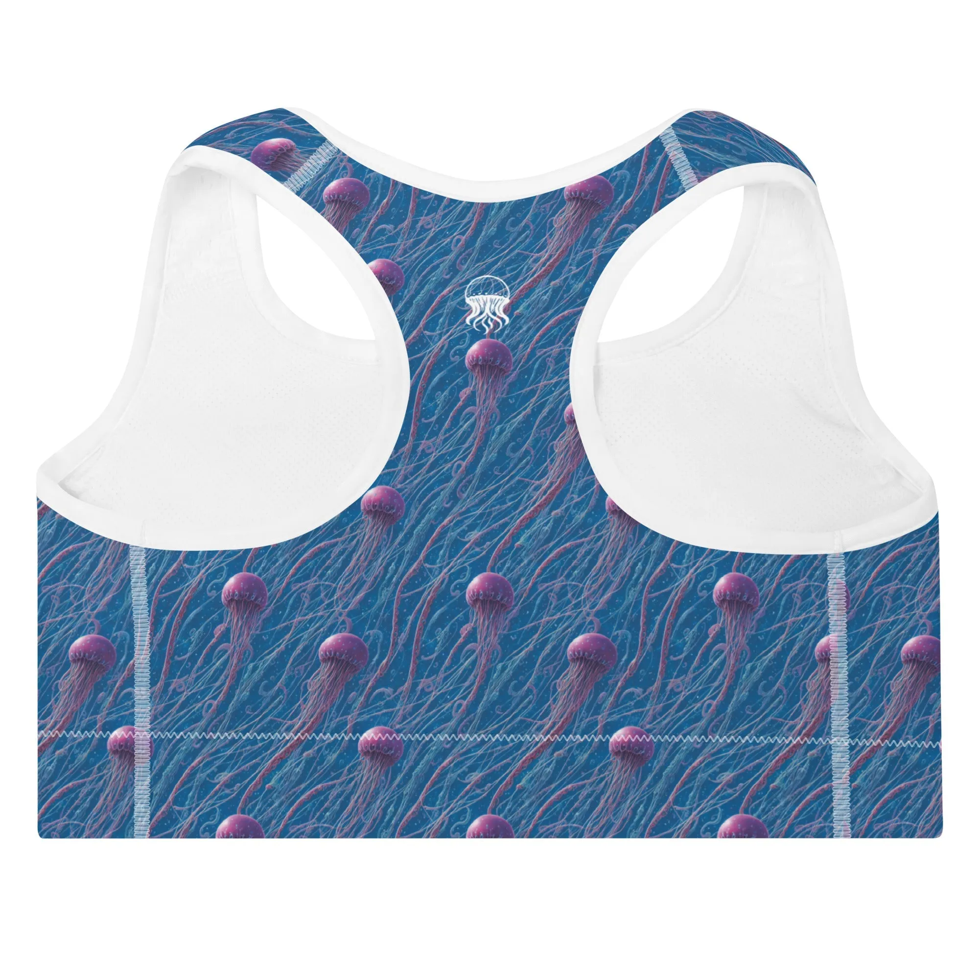 Padded Sports Bra - Blue And Violet Jellyfishes