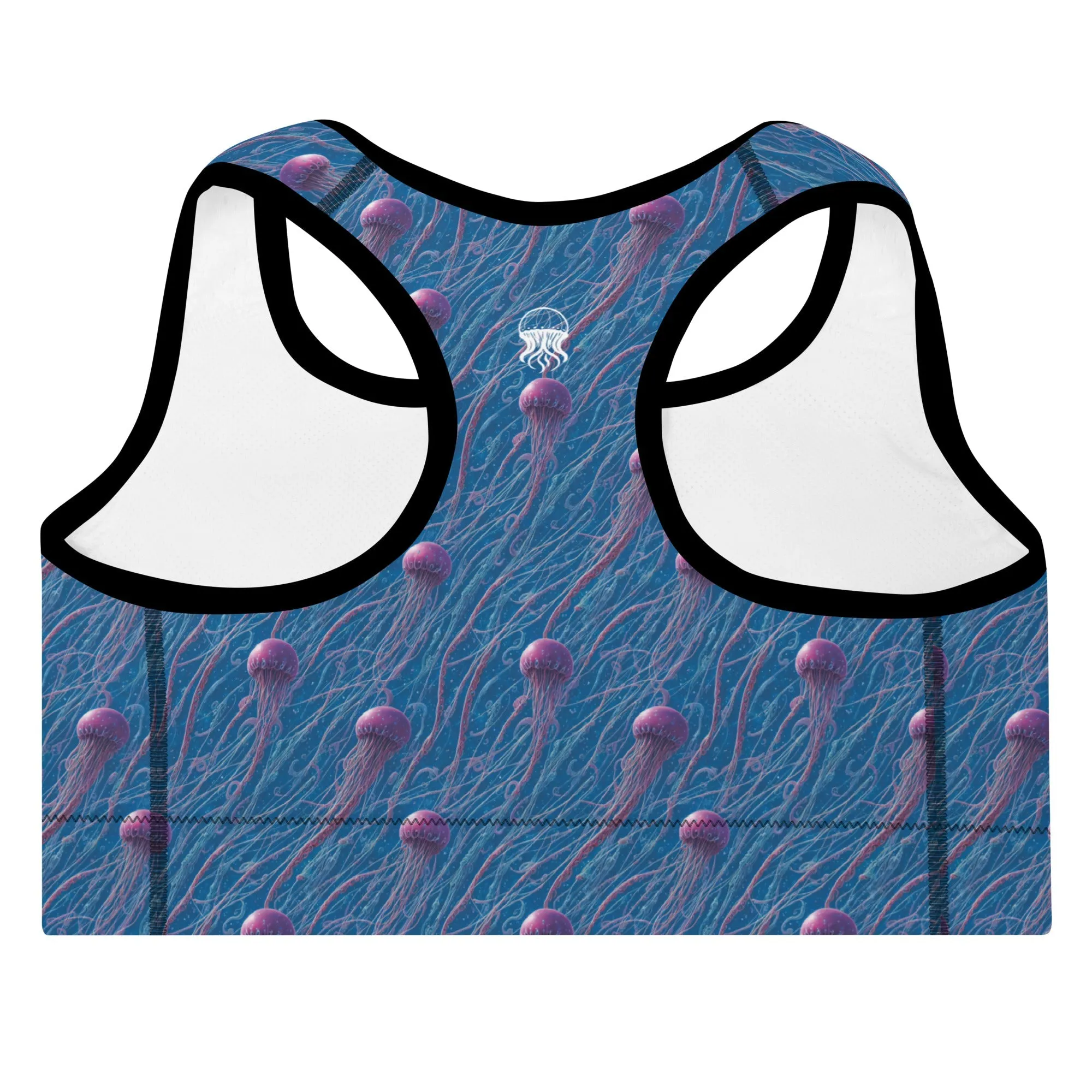 Padded Sports Bra - Blue And Violet Jellyfishes