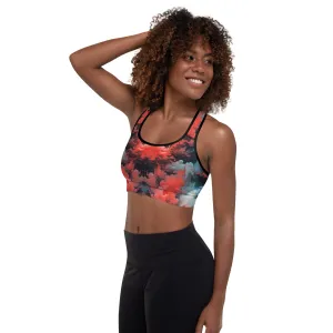 Padded Sports Bra - Ethereal Crimson Flow - Dark