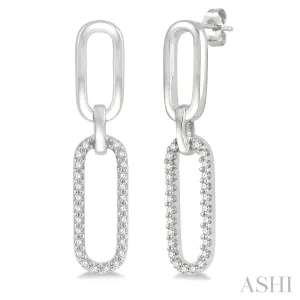 Paper Clip Diamond Fashion Earrings1/6 Ctw