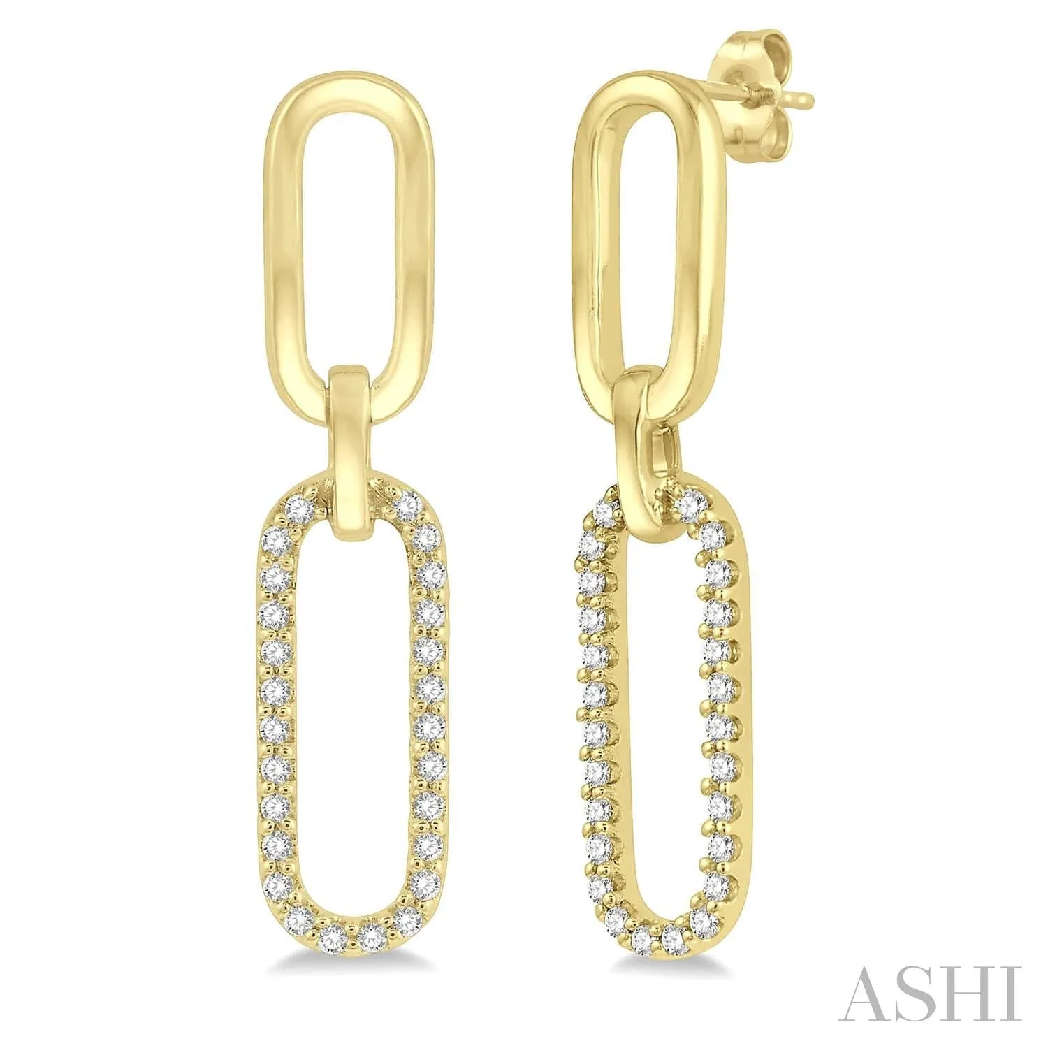 Paper Clip Diamond Fashion Earrings1/6 Ctw