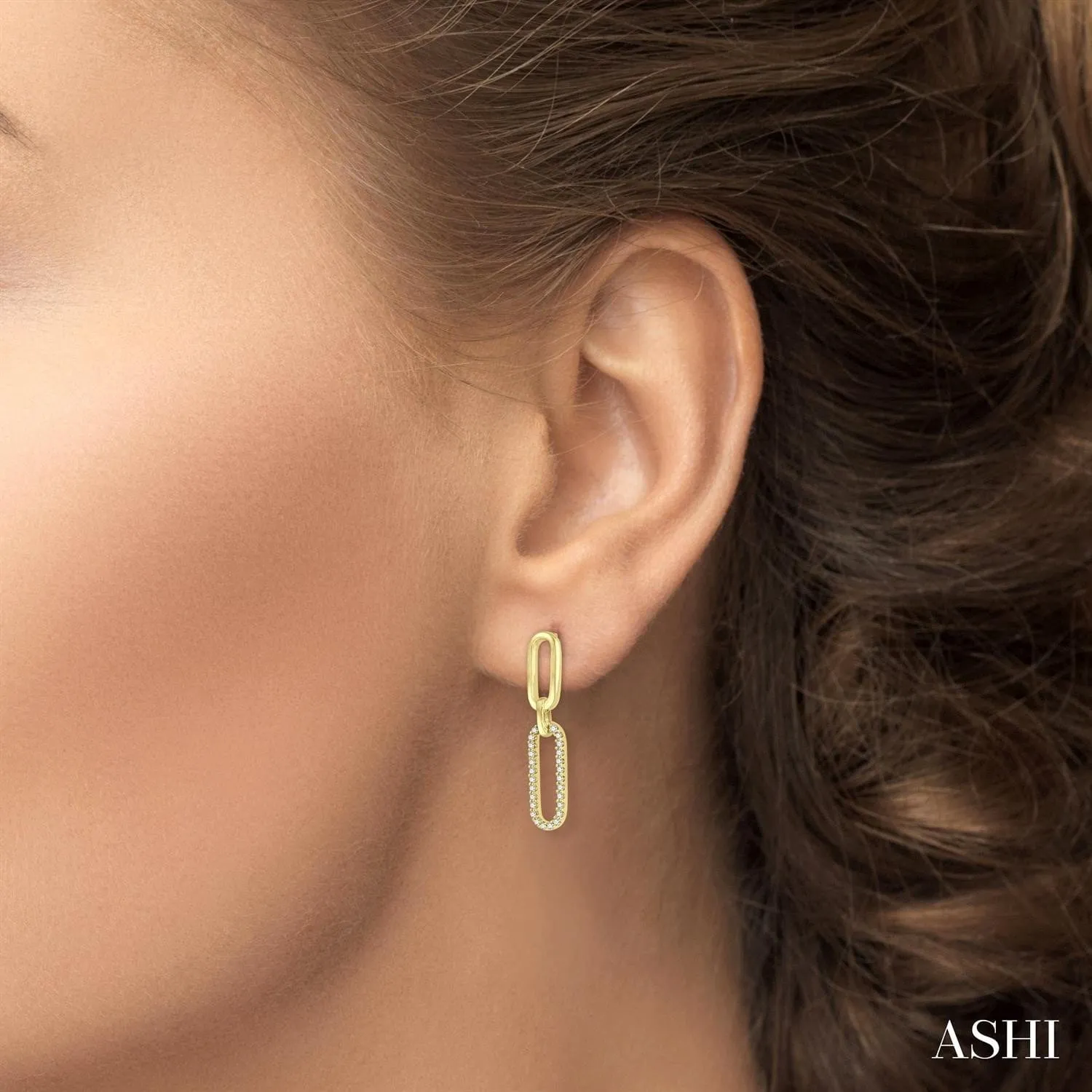 Paper Clip Diamond Fashion Earrings1/6 Ctw