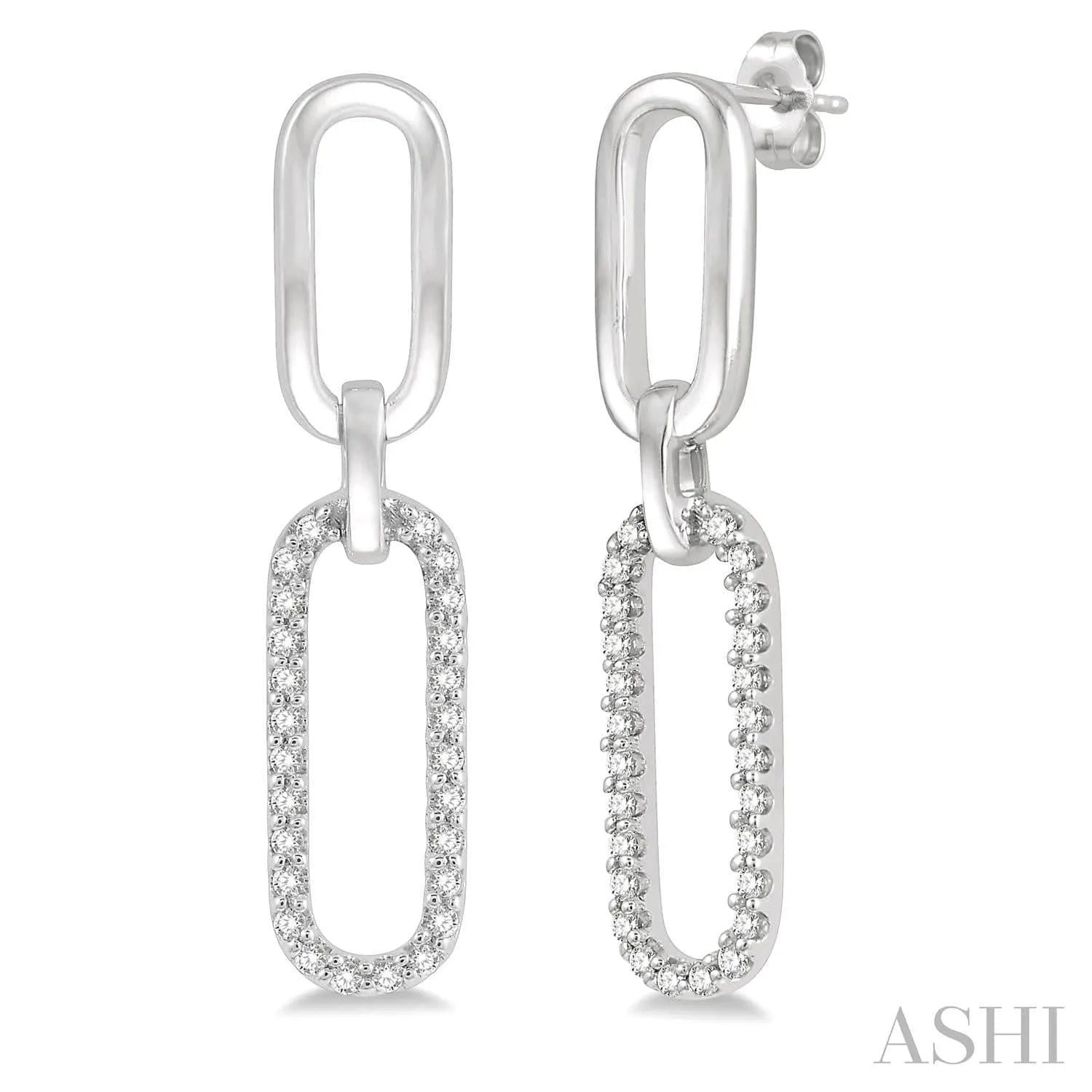 Paper Clip Diamond Fashion Earrings1/6 Ctw