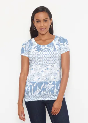 Patchwork Blue (7902) ~ Short Sleeve Scoop Shirt
