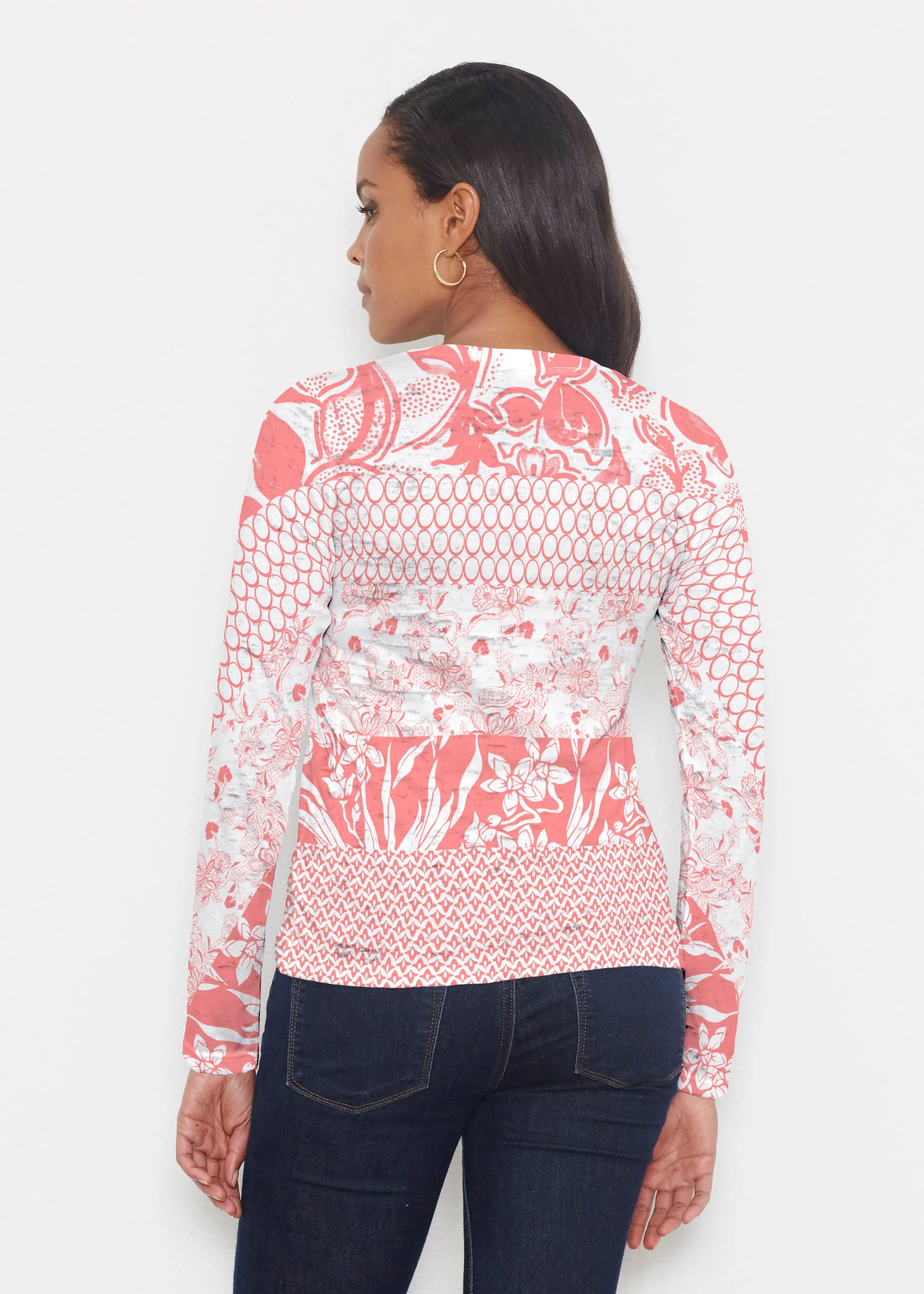 Patchwork Coral (7900) ~ Signature Long Sleeve Crew Shirt
