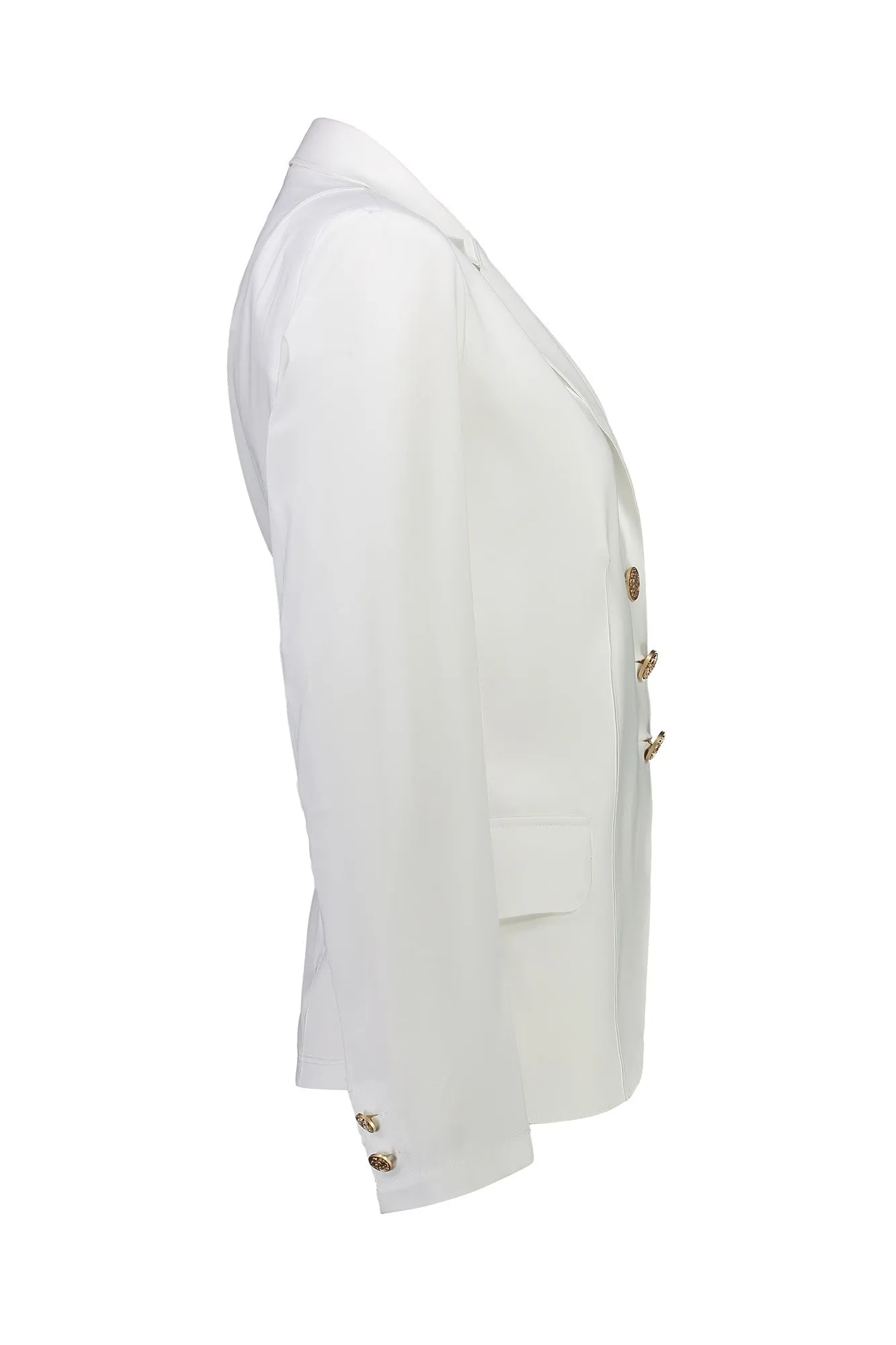 PAULA RYAN Classic Waisted Jacket - White - Bonded Microjersey