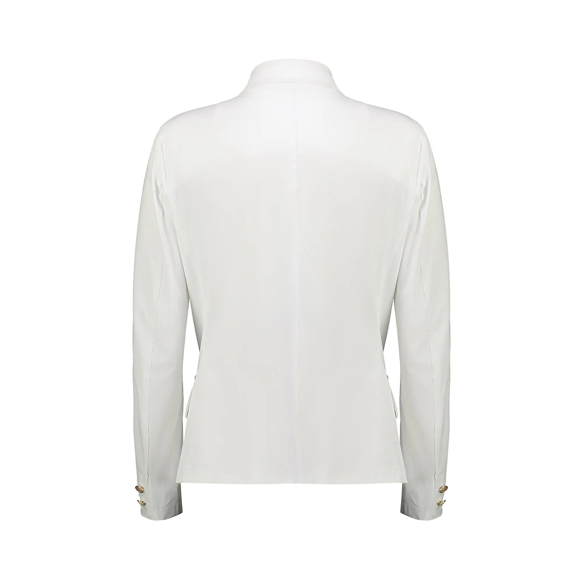 PAULA RYAN Classic Waisted Jacket - White - Bonded Microjersey
