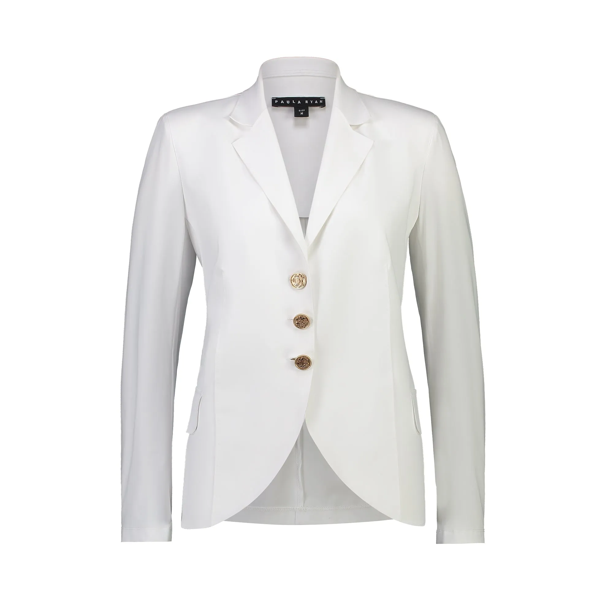 PAULA RYAN Classic Waisted Jacket - White - Bonded Microjersey