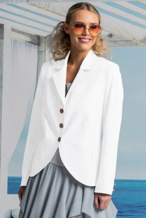 PAULA RYAN Classic Waisted Jacket - White - Bonded Microjersey