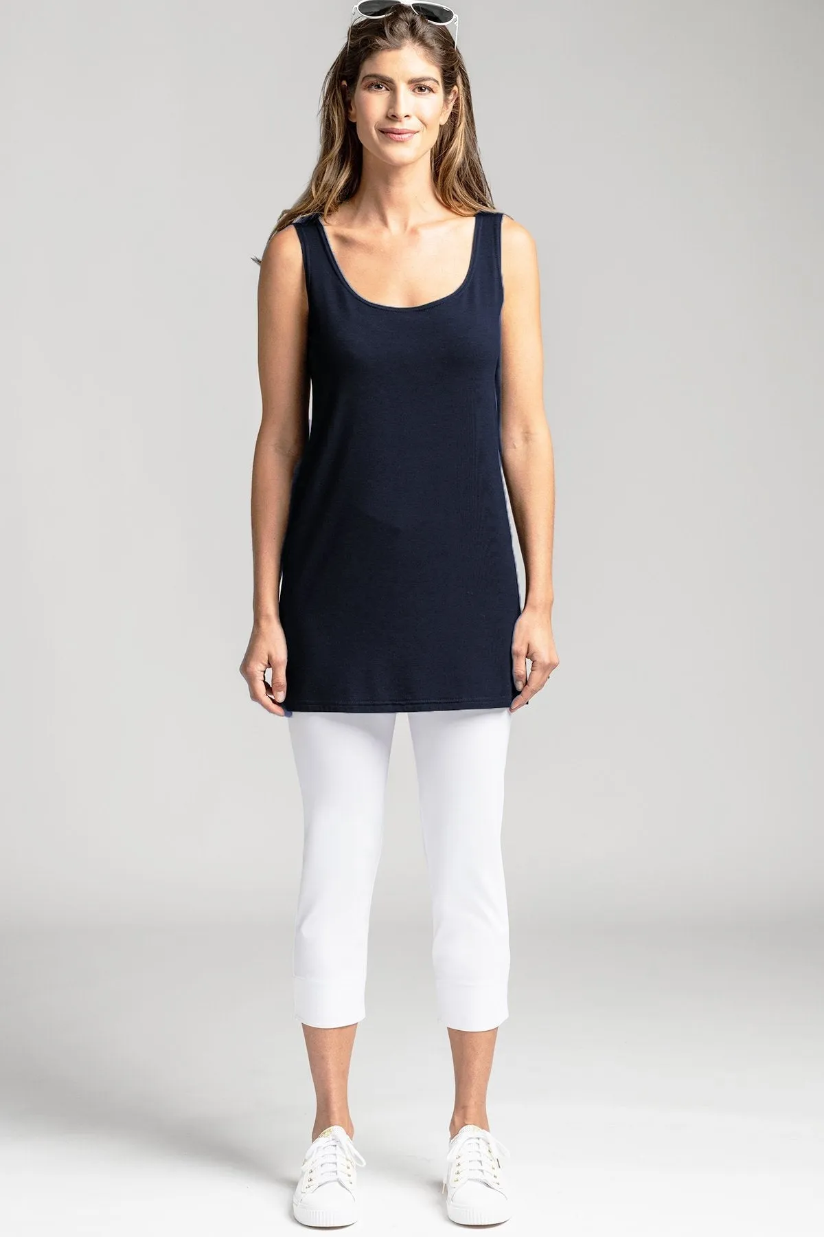 PAULA RYAN ESSENTIALS Waisted Capri Pant - Classic Microjersey