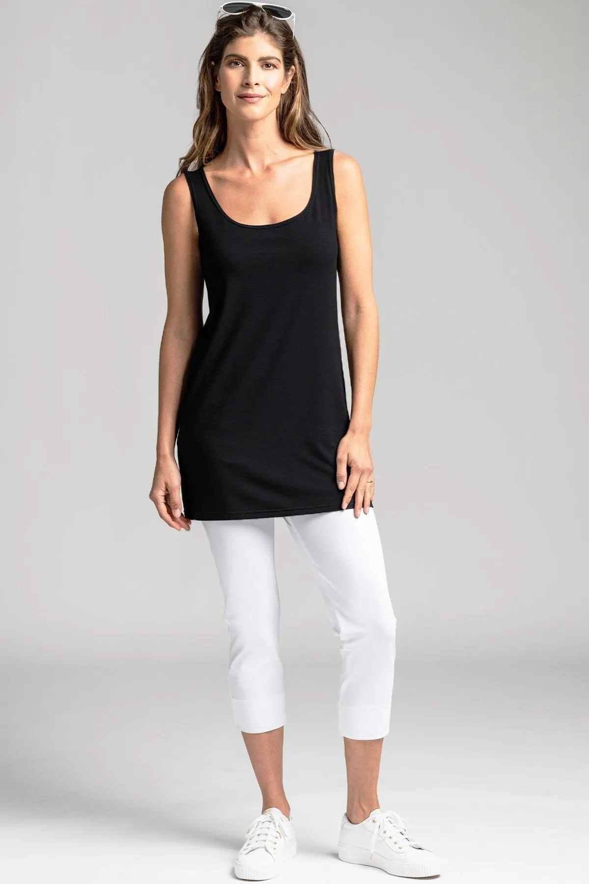 PAULA RYAN ESSENTIALS Waisted Capri Pant - Classic Microjersey