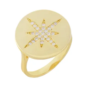 Pavé Starburst Stamp Ring