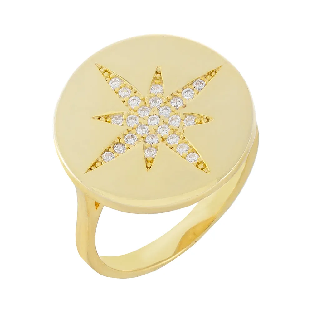 Pavé Starburst Stamp Ring