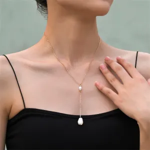 Pearl & 18K Gold-Plated Chain-Drop Necklace
