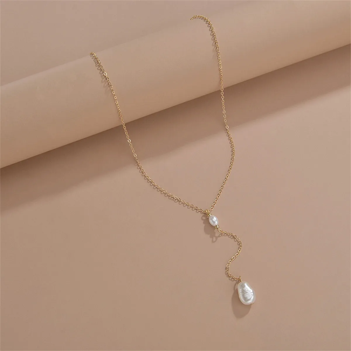 Pearl & 18K Gold-Plated Chain-Drop Necklace