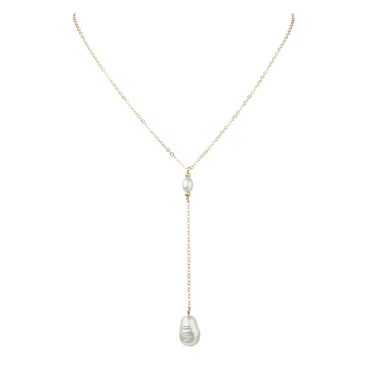 Pearl & 18K Gold-Plated Chain-Drop Necklace