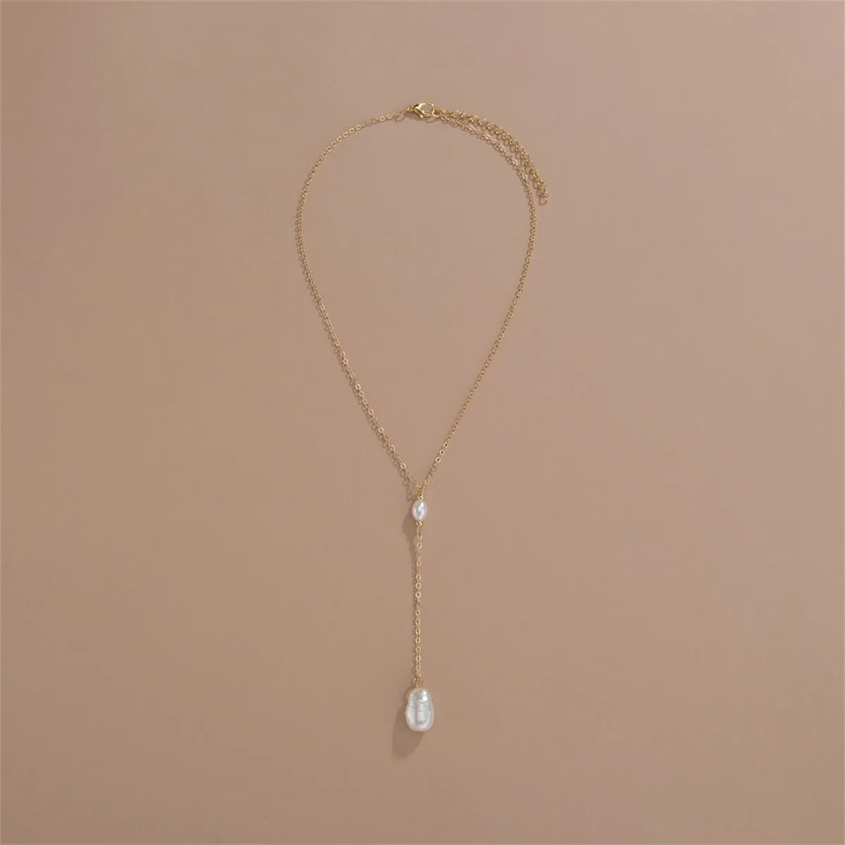 Pearl & 18K Gold-Plated Chain-Drop Necklace