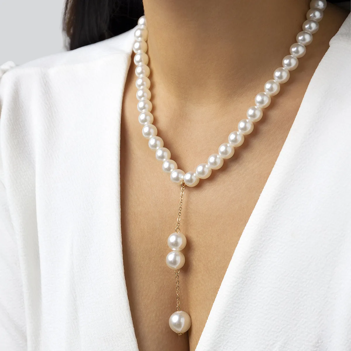Pearl & 18K Gold-Plated Drop Lariat Necklace