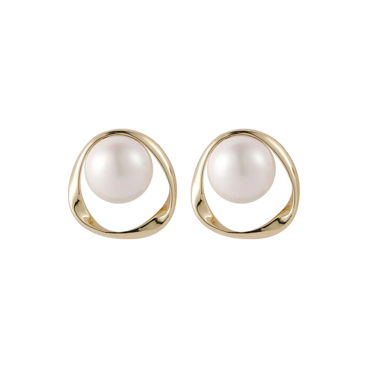 Pearl & 18K Gold-Plated Stud Earrings