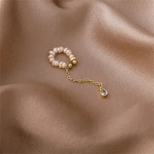 Pearl & Cubic Zirconia Tassel Charm Clip-On Earring