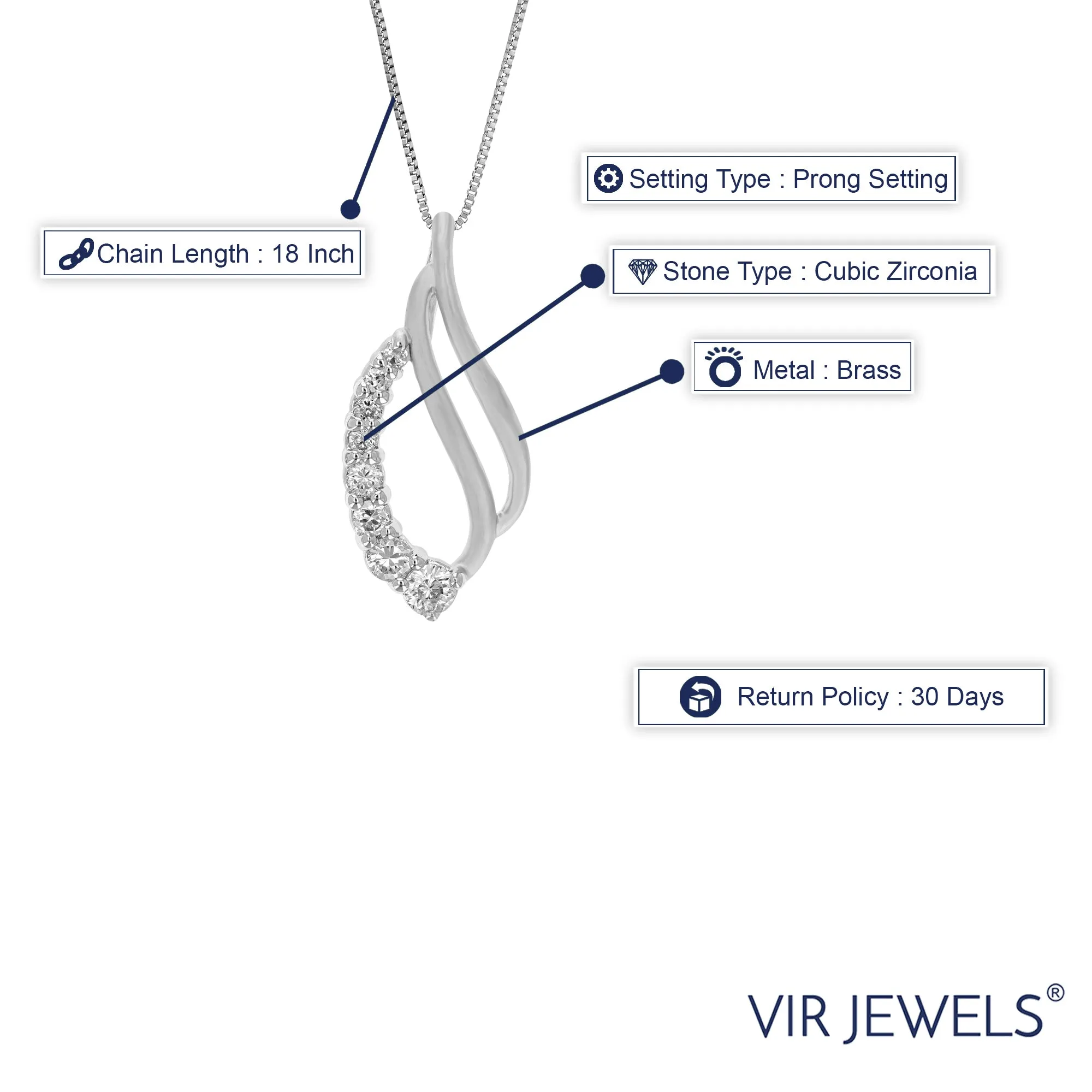 Pendant Necklace, Fashion Pendant Necklace for Women in Brass with 18 Inch Chain