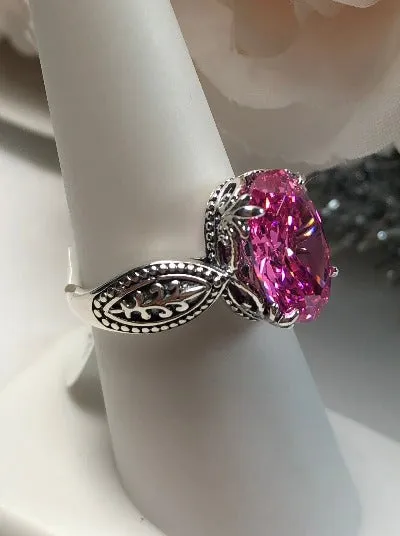 Pink CZ or Natural Pink Topaz Ring, Dragon Filigree, Gothic Jewelry #D133