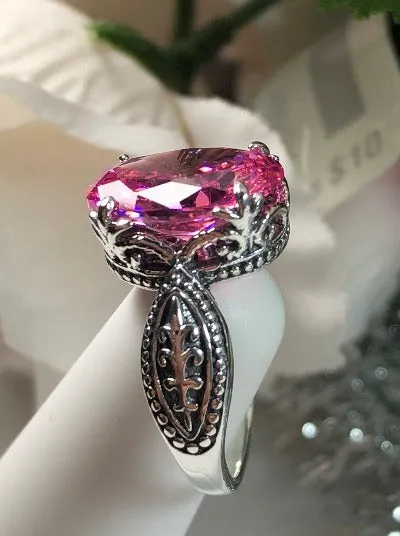 Pink CZ or Natural Pink Topaz Ring, Dragon Filigree, Gothic Jewelry #D133