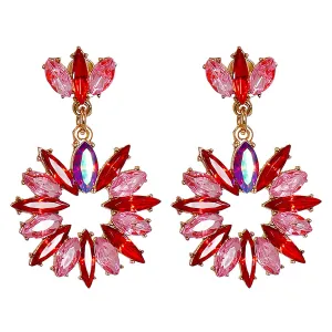 Pink Multicolor Crystal & 18K Gold-Plated Open Drop Earrings