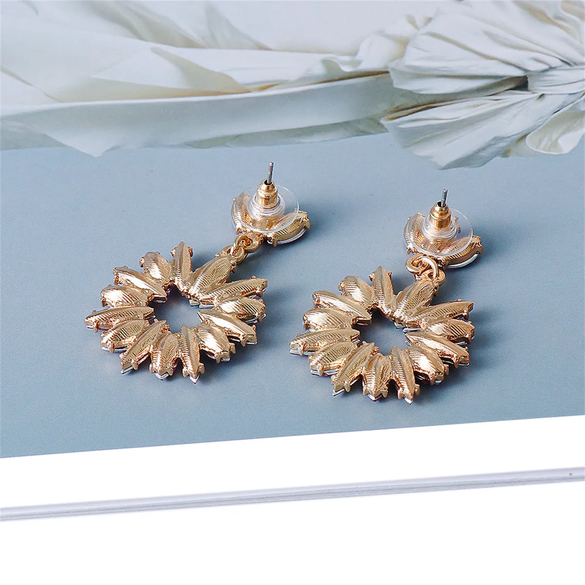 Pink Multicolor Crystal & 18K Gold-Plated Open Drop Earrings